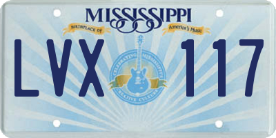 MS license plate LVX117