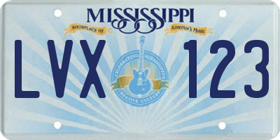 MS license plate LVX123