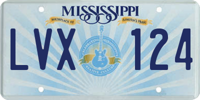 MS license plate LVX124