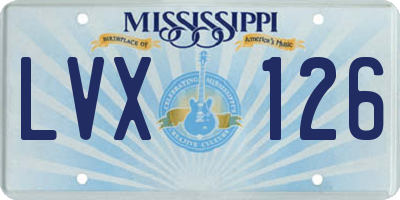 MS license plate LVX126