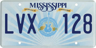MS license plate LVX128