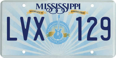 MS license plate LVX129