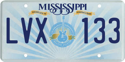 MS license plate LVX133
