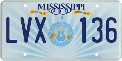 MS license plate LVX136