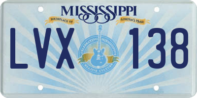 MS license plate LVX138