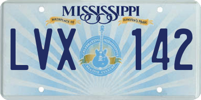 MS license plate LVX142