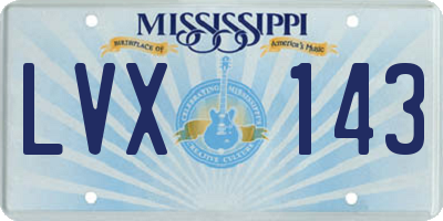 MS license plate LVX143