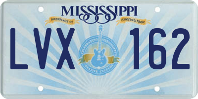 MS license plate LVX162