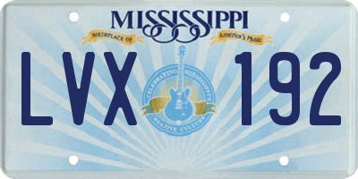 MS license plate LVX192