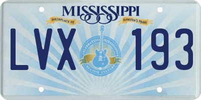 MS license plate LVX193