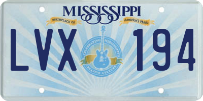 MS license plate LVX194