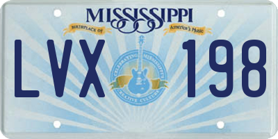 MS license plate LVX198