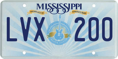 MS license plate LVX200