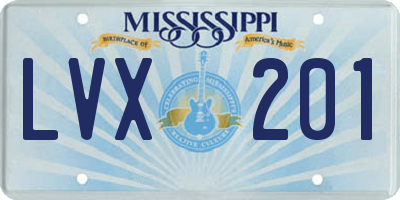 MS license plate LVX201