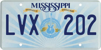 MS license plate LVX202