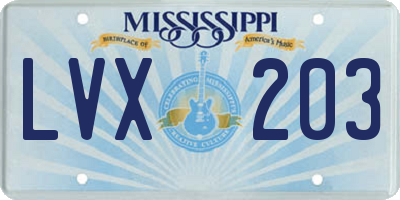 MS license plate LVX203