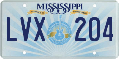 MS license plate LVX204