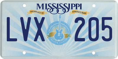 MS license plate LVX205