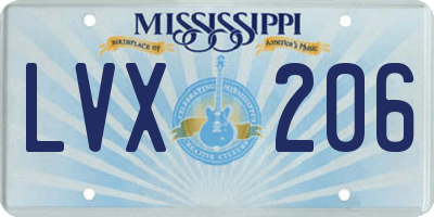 MS license plate LVX206