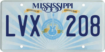 MS license plate LVX208