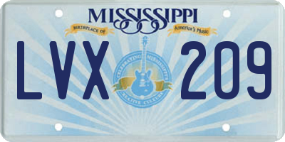 MS license plate LVX209