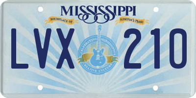MS license plate LVX210