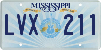 MS license plate LVX211