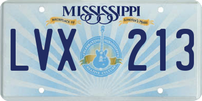 MS license plate LVX213