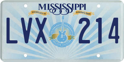 MS license plate LVX214