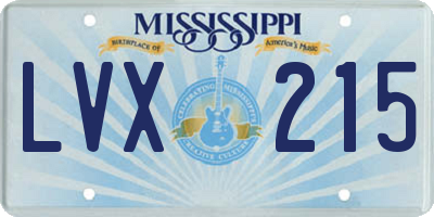 MS license plate LVX215