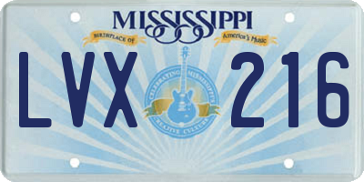 MS license plate LVX216