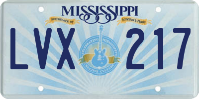 MS license plate LVX217
