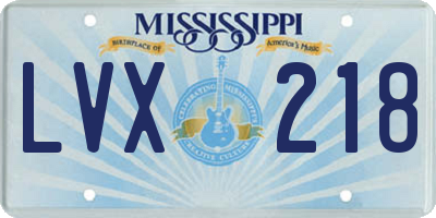 MS license plate LVX218
