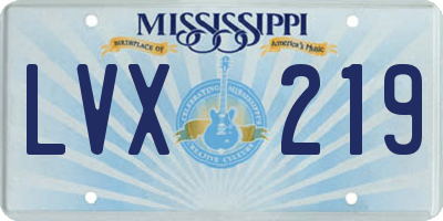 MS license plate LVX219