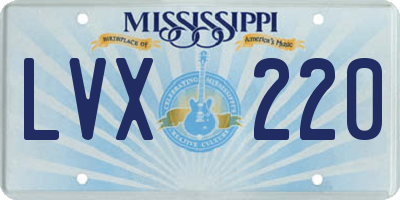 MS license plate LVX220