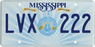 MS license plate LVX222