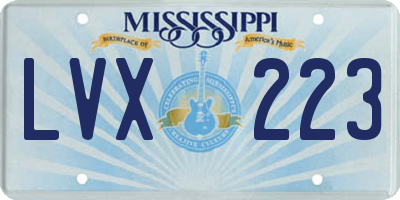 MS license plate LVX223