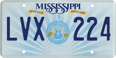 MS license plate LVX224
