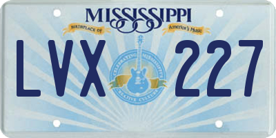 MS license plate LVX227