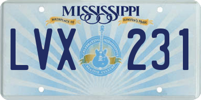 MS license plate LVX231