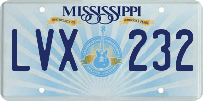 MS license plate LVX232