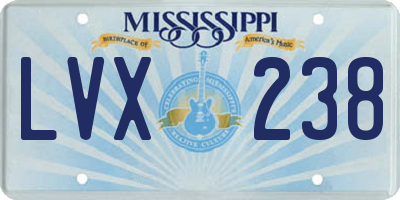 MS license plate LVX238