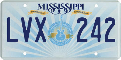 MS license plate LVX242