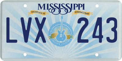 MS license plate LVX243