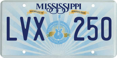 MS license plate LVX250