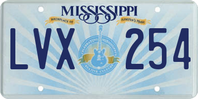 MS license plate LVX254