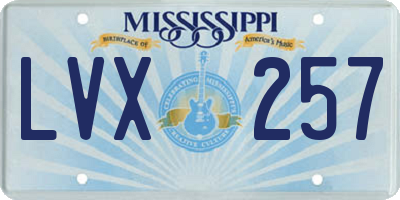 MS license plate LVX257