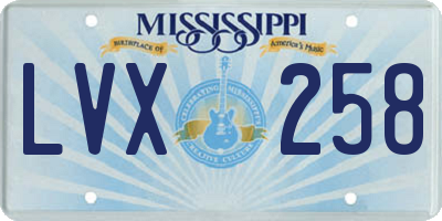 MS license plate LVX258