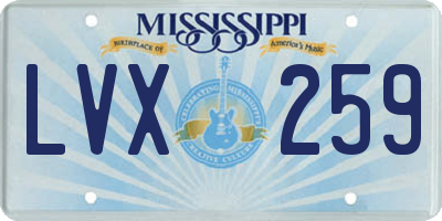 MS license plate LVX259