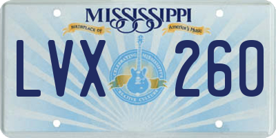 MS license plate LVX260